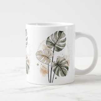 Tasse à café à feuille de Monstera minimaliste