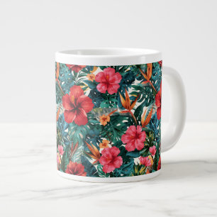 Tasse à café à feuilles de Hibiscus tropical et Mo