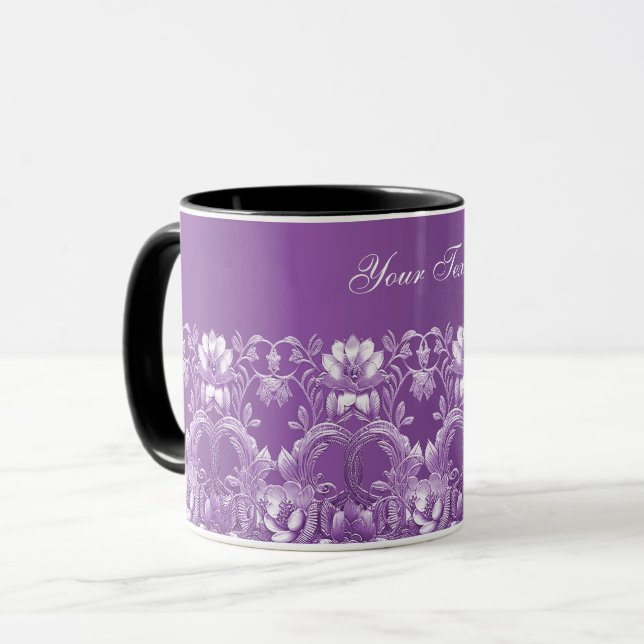 Tasse à café à fleurs violettes (Devant gauche)