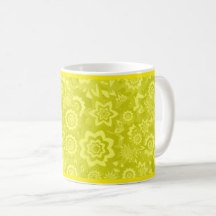 Tasse à café à fond floral jaune ensoleillé