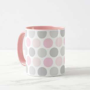 Tasse à café à motif à pois gris et rose