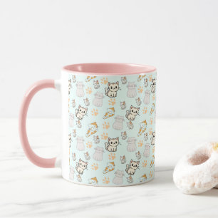 Tasse à café à motif de chatons et de pattes migno