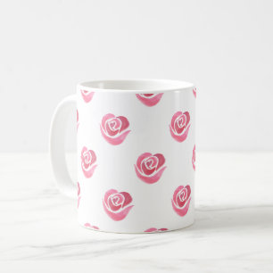 Tasse à café à motif de cœurs aquarelle rose