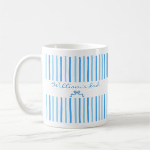 Tasse à café à motif rayures et nom personnalisé m