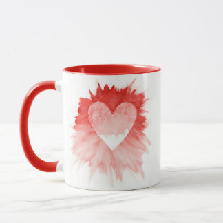 Tasse à café abstraite rouge à deux tons avec écla