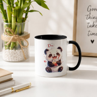 Tasse à café accent Cute Panda buvant du Bubble Te