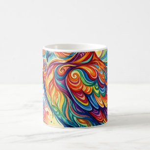 Tasse à café aquarelle arc-en-ciel chouette abstra