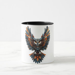 Tasse à café avec art tribal majestueux de hibou