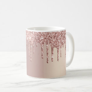 Tasse à café avec gouttes de paillettes de rose go