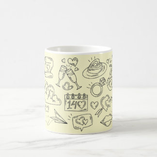 Tasse à café avec illustration de doodle d'amour r
