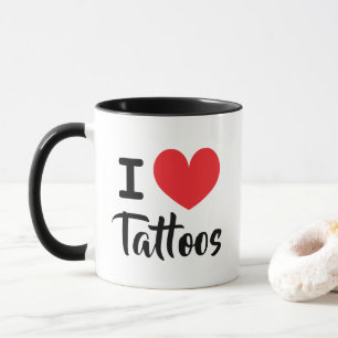 Tasse à café avec je t'aime tatouages pour amateur