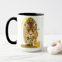Tasse à café avec léopard peint et mess d'auto-ass