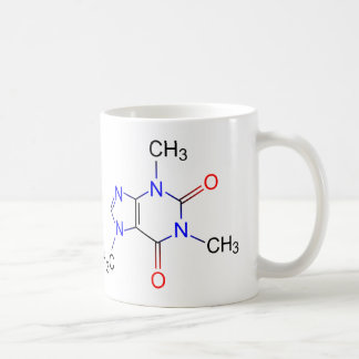 Tasse à café avec molécule de caféine