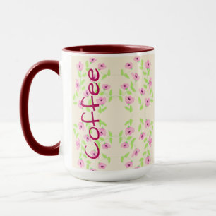 Tasse à café avec motif floral rose