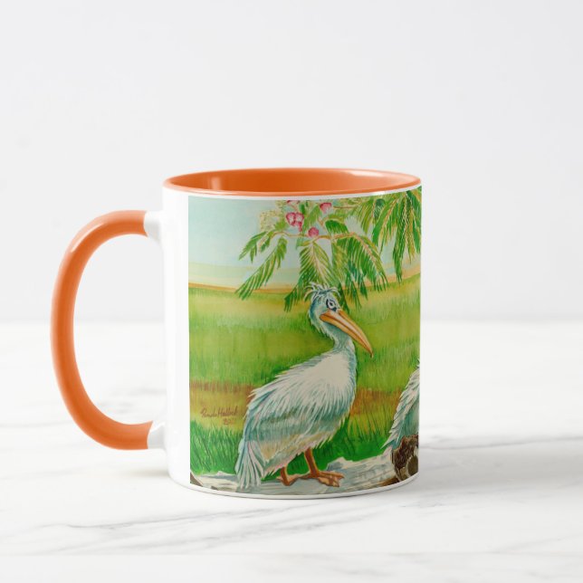 Tasse à café avec pélicans, oiseaux, animaux du zo (Gauche)