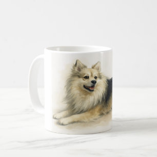Tasse à café avec portrait de chien Pomchi à l'aqu