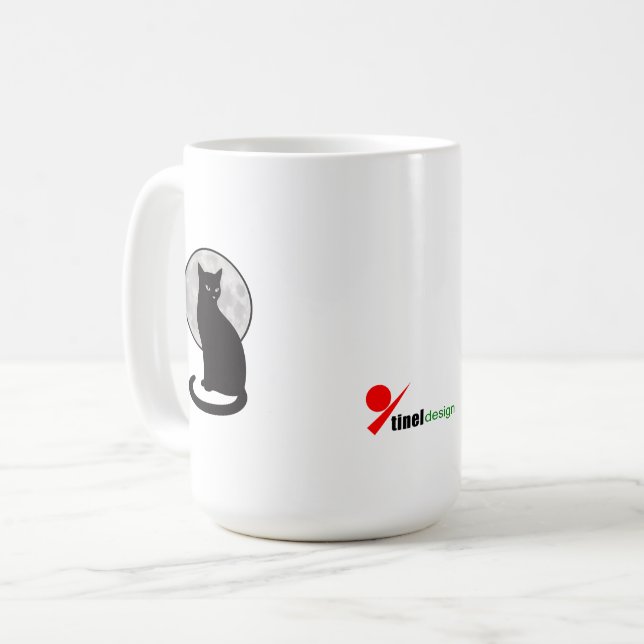 Tasse à café Black Cat & Moon Silhouette - Mystiqu (Devant gauche)