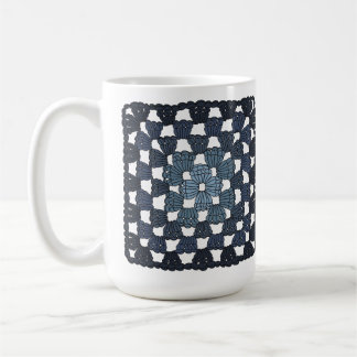 Tasse à café Bleu Crochet Carré de Grand-mère