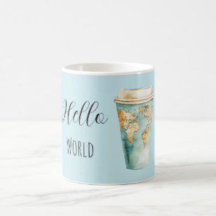 Tasse à café Bleu Hello World