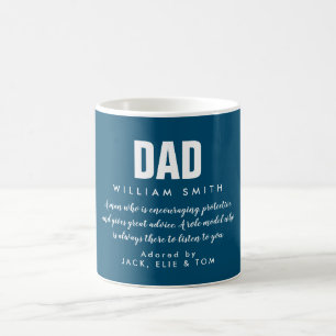 Tasse à café bleue avec citation de papa en typogr