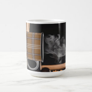Tasse à café carreaux motif héritage automne vapeu