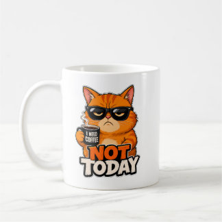Tasse à café Chat Orange Grincheux Pas Aujourd'hui