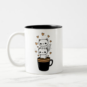Tasse à café Chats Mignons Kawaii Mug Deux Tons