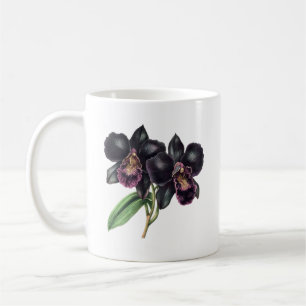 Tasse à café classique et noire tendance orchidée