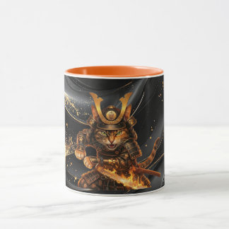Tasse à café Combo Guerrier Chat Orange Samouraï