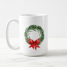 Tasse à café Couronne de Noël avec Nœud Rouge