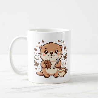 Tasse à café cuillère haricot loutre Kawaii