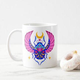 Tasse à café d'art populaire représentant un scara