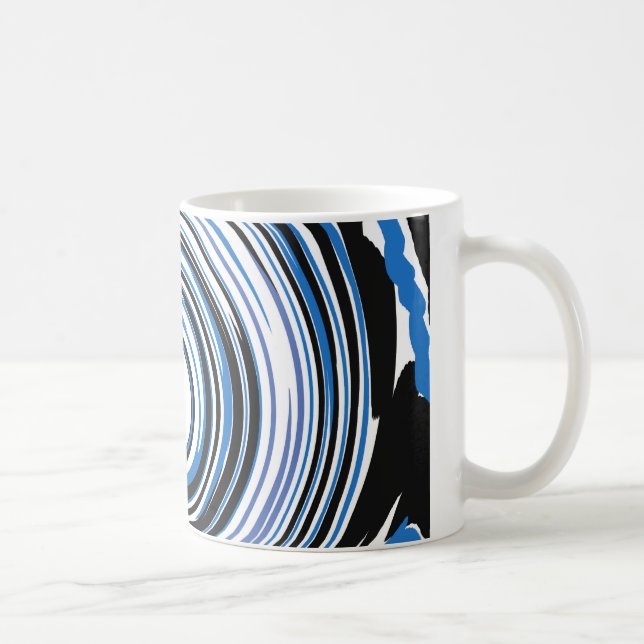 Tasse à café design tourbillon noir et bleu (Droite)