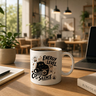 Tasse à café drôle de chat noir pour les introvert