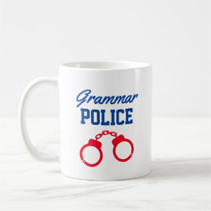 Tasse à café drôle de police de grammaire pour ens