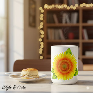 Tasse à café élégante à motif de tournesol et desi