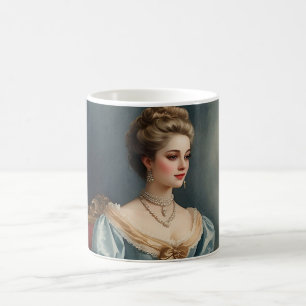 Tasse à café élégante portrait classique de dame v