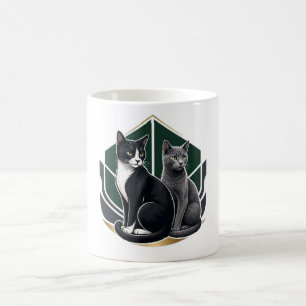 Tasse à café en céramique aquarelle de chat géomét