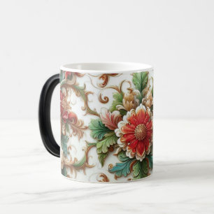Tasse à café en céramique florale blanche, 15oz