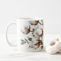 Tasse à café en coton imprimé botanique neutre