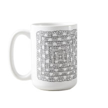 Tasse à café en crochet blanc motif carré grand-mè
