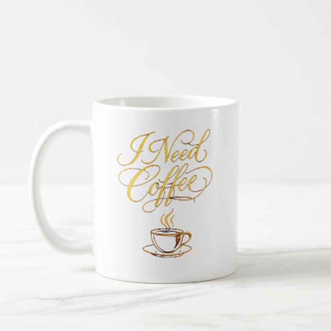 Tasse à café en or minimaliste – Typographie « J'a (Gauche)