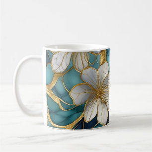 Tasse à café en or sarcelle florale japonaise