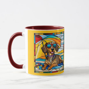 Tasse à café en verre teinté de dachshund mignon