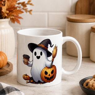 Tasse à café fantôme Halloween nom personnalisé