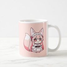 Tasse à café Fille Renard Chibi Rose Pastel