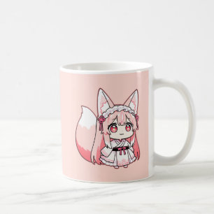 Tasse à café Fille Renard Chibi Rose Pastel