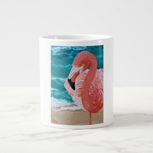 Tasse à café flamingo rose de plage tropicale