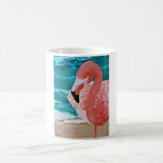 Tasse à café flamingo rose de plage tropicale