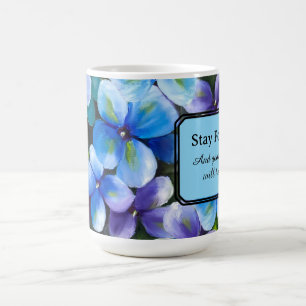 Tasse à café fleur bleue déclaration positive